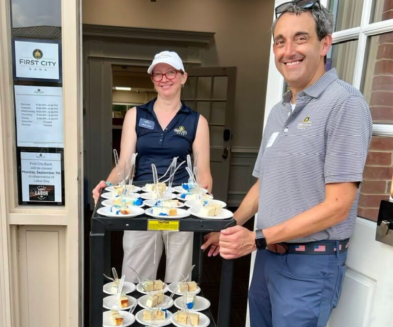 First City Bank hosted an investor cookout for shareholders, catered by Angry Steer BBQ.